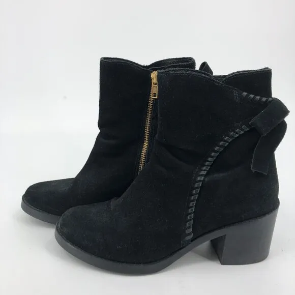 UGG Black Suede Heeled Boots | Block Heel and Zip Closure