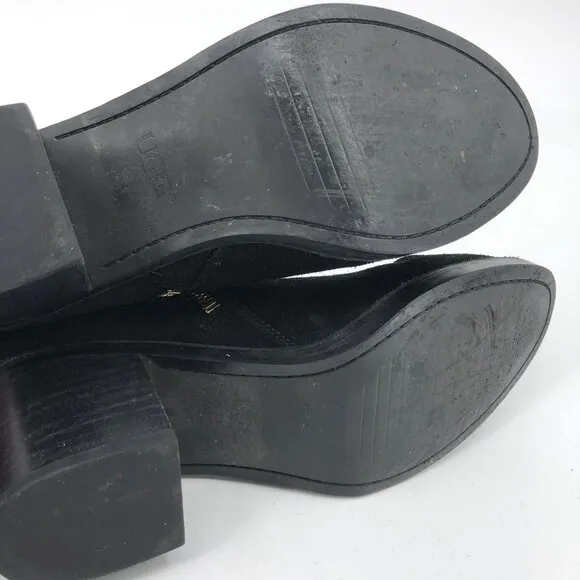 UGG Black Suede Heeled Boots | Block Heel and Zip Closure