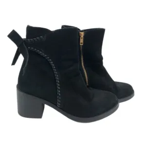 UGG Black Suede Heeled Boots | Block Heel and Zip Closure