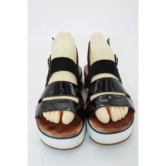 UGG Braelynn Platform Black Patent Leather &amp; Suede Sandals Women's Size 8