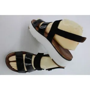UGG Braelynn Platform Black Patent Leather &amp; Suede Sandals Women's Size 8