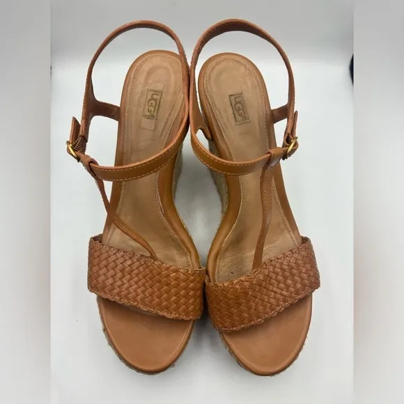 UGG Brown Fitchie II Espadrille Wedge Sandals - New - Size 8