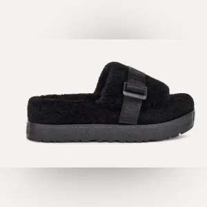 UGG Fluffita Sherling Black Slip On Platform Slippers Sandals Shoes Woman’s 8