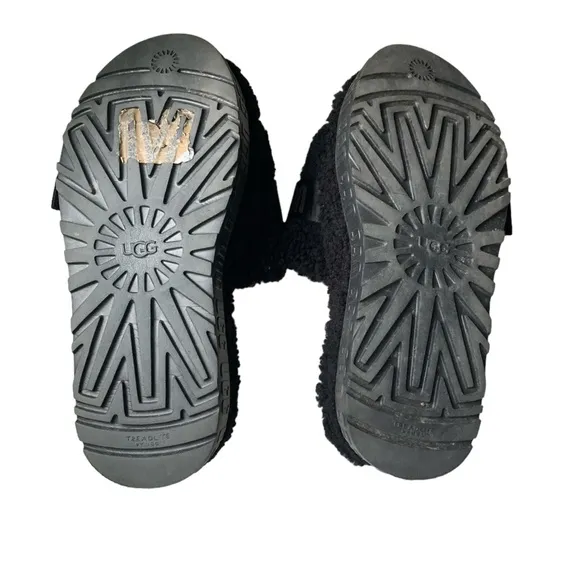 UGG Fluffita Sherling Black Slip On Platform Slippers Sandals Shoes Woman’s 8
