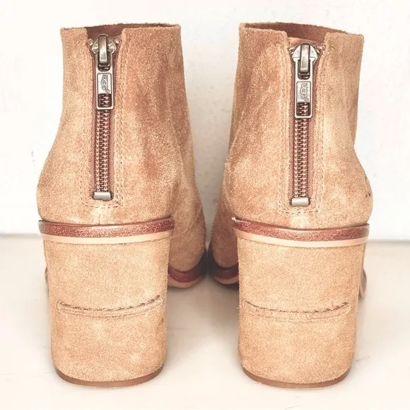 UGG Ginger Peep Toe Block Heel Suede Booties Ankle Boots Size 7
