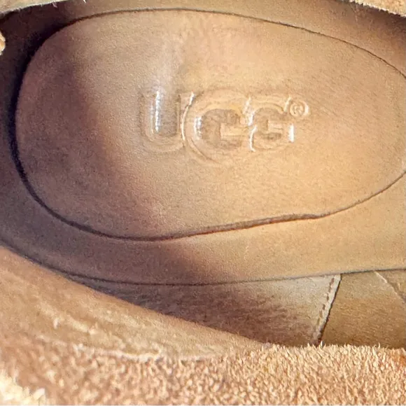 UGG Ginger Peep Toe Block Heel Suede Booties Ankle Boots Size 7