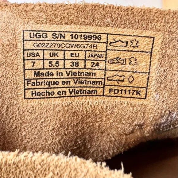 UGG Ginger Peep Toe Block Heel Suede Booties Ankle Boots Size 7