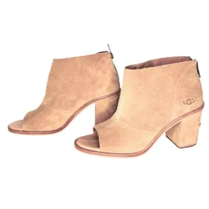 UGG Ginger Peep Toe Block Heel Suede Booties Ankle Boots Size 7