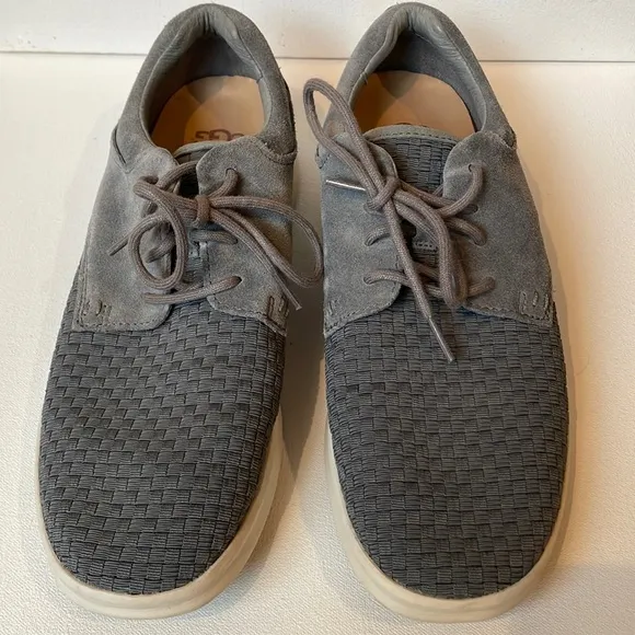 UGG Hepner Gray Woven Weave SuedeLace Up Oxfords Casual Shoes, men’s size 9.5