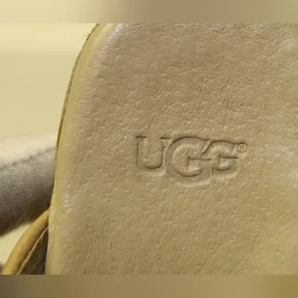 UGG Jolene Womens 7 38 Textile/Leather High Heel Clogs Shoes