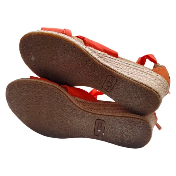 UGG Orange Ribbon Starla Ankle Wedge Heel Sandals Womens Size 7