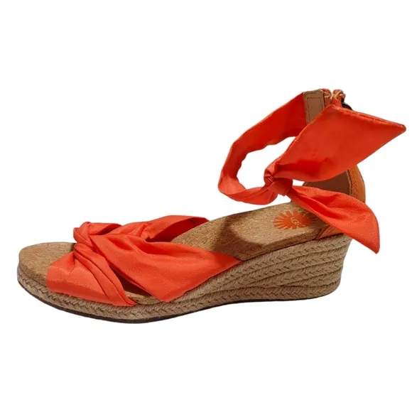 UGG Orange Ribbon Starla Ankle Wedge Heel Sandals Womens Size 7