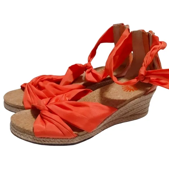 UGG Orange Ribbon Starla Ankle Wedge Heel Sandals Womens Size 7