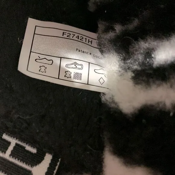 UGG shearling sandals black/white elastic straps women sz 6-see meas