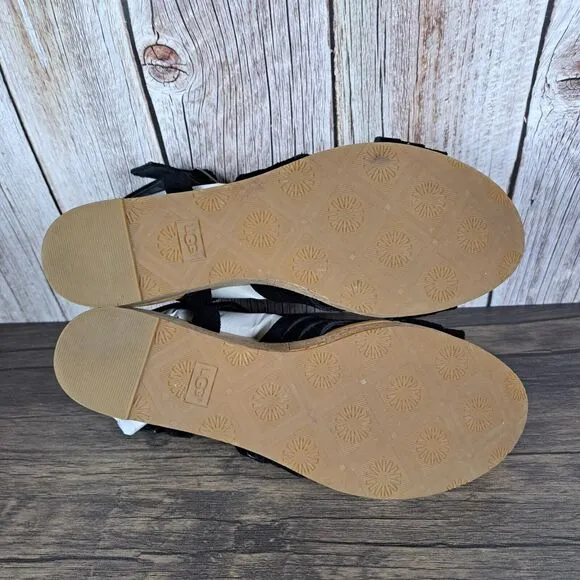 UGG Uma Cork Suede Strappy Wedge Sandals Women's Sz 9 Black (VGC)