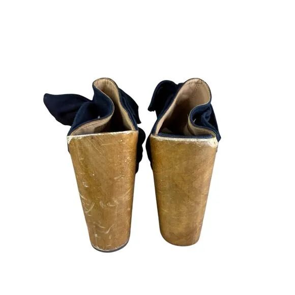 Ulla Johnson Stevie Black Suede Clog Heels Size 7.5 Wooden Platform Mules