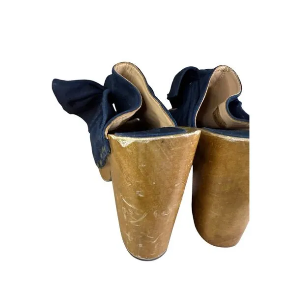 Ulla Johnson Stevie Black Suede Clog Heels Size 7.5 Wooden Platform Mules