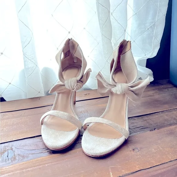 Ulla Johnson Thecia Suede Tan Bow Leather Heeled Sandals Size 40 / 10 US