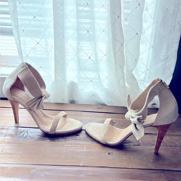 Ulla Johnson Thecia Suede Tan Bow Leather Heeled Sandals Size 40 / 10 US