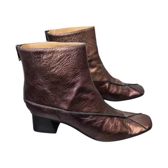 Unity In Diversity Women 39 Copper Brown Iridescent Chunky Heel Silhouette Boots