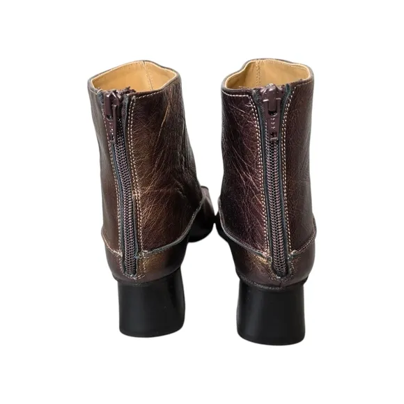 Unity In Diversity Women 39 Copper Brown Iridescent Chunky Heel Silhouette Boots