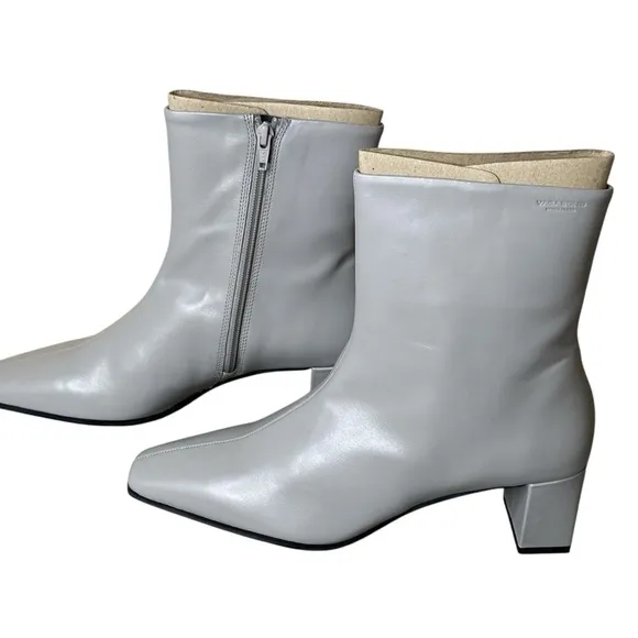 Vagabond Tessa sz 40 Gray ‘Steel’ Square Toe Boot with Block Heel, New in Box
