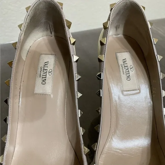 VALENTINO GARAVANI Heels Beige Size 36.5 US 6 Leather Women's Authentic