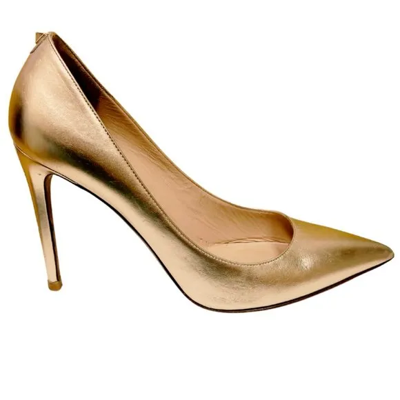 Valentino Gold Leather Pointed Toe Pumps Size 39.5
