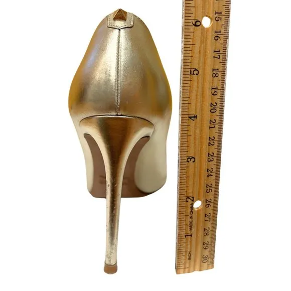 Valentino Gold Leather Pointed Toe Pumps Size 39.5