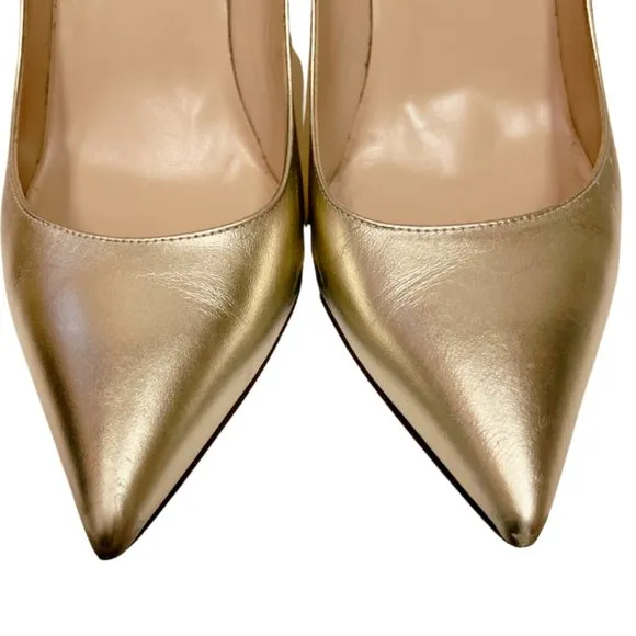 Valentino Gold Leather Pointed Toe Pumps Size 39.5
