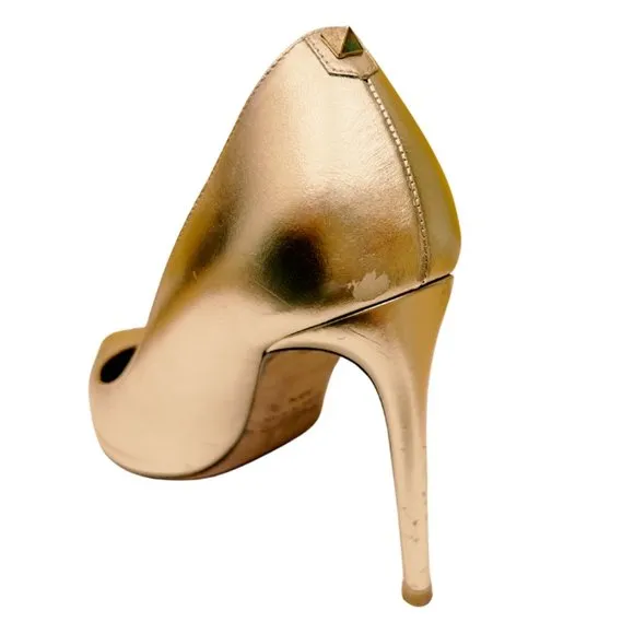 Valentino Gold Leather Pointed Toe Pumps Size 39.5