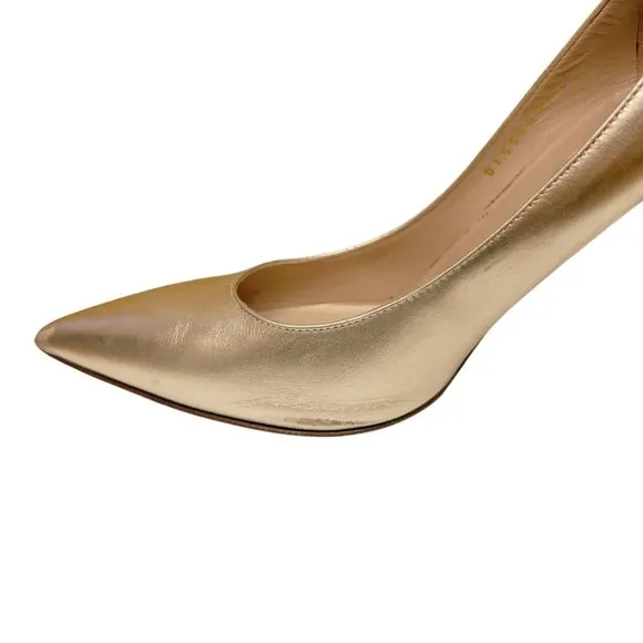 Valentino Gold Leather Pointed Toe Pumps Size 39.5