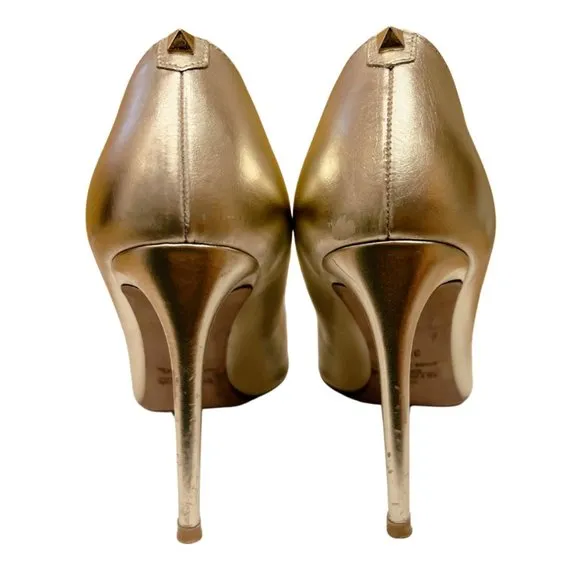 Valentino Gold Leather Pointed Toe Pumps Size 39.5