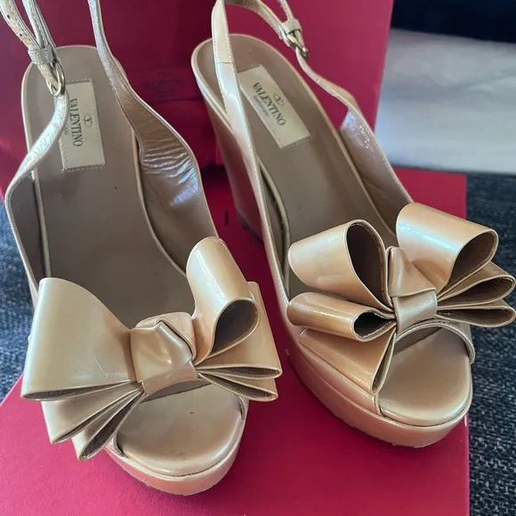 Valentino nude wedge shoes