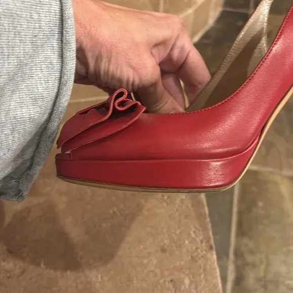 Valentino red bow sling back heels size 38