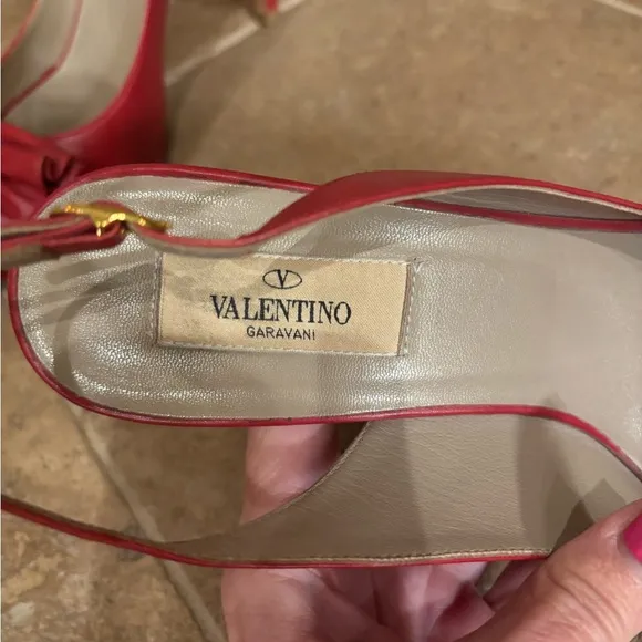 Valentino red bow sling back heels size 38
