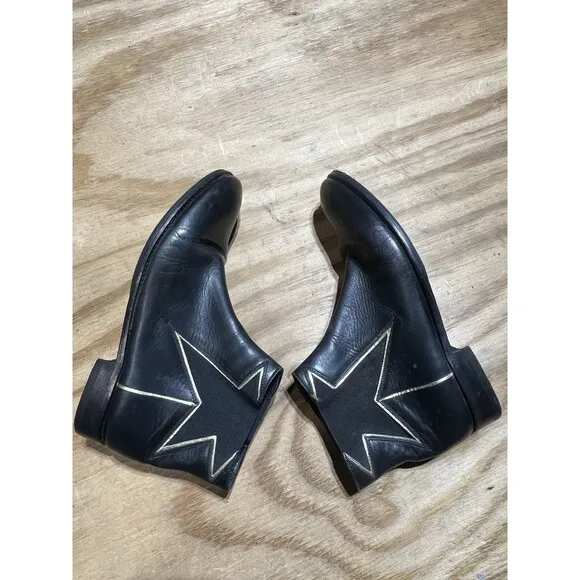 VALENTINO RED METALLIC STAR LEATHER CHELSEA BOOTS 9.5 Made In Italy