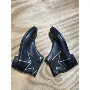 VALENTINO RED METALLIC STAR LEATHER CHELSEA BOOTS 9.5 Made In Italy