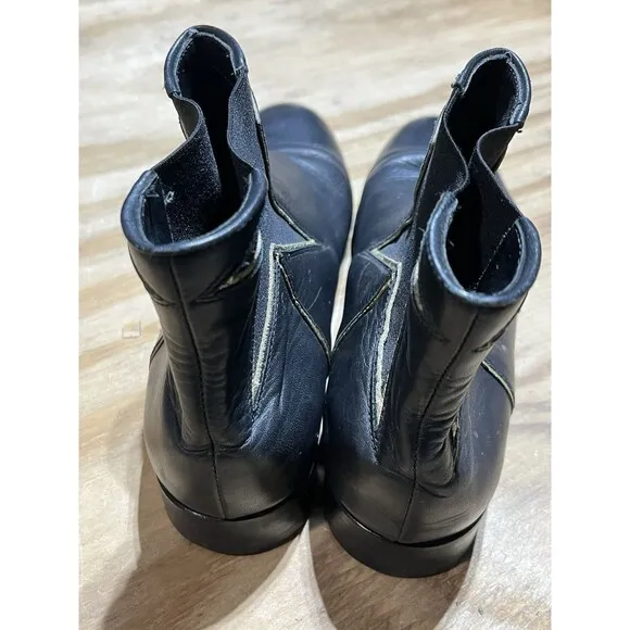 VALENTINO RED METALLIC STAR LEATHER CHELSEA BOOTS 9.5 Made In Italy