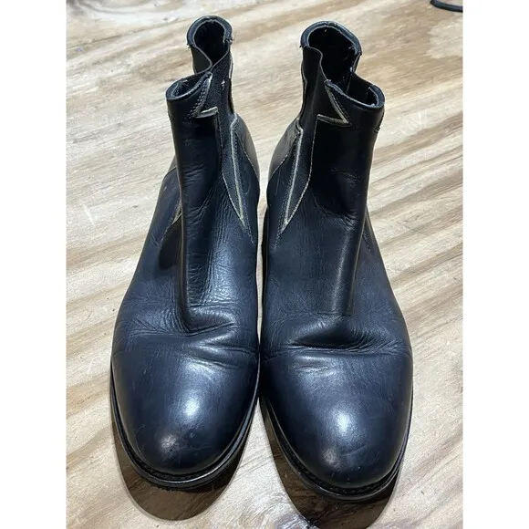 VALENTINO RED METALLIC STAR LEATHER CHELSEA BOOTS 9.5 Made In Italy