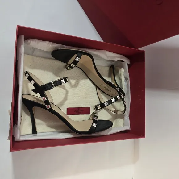Valentino Satin Crystal Rockstud Heels