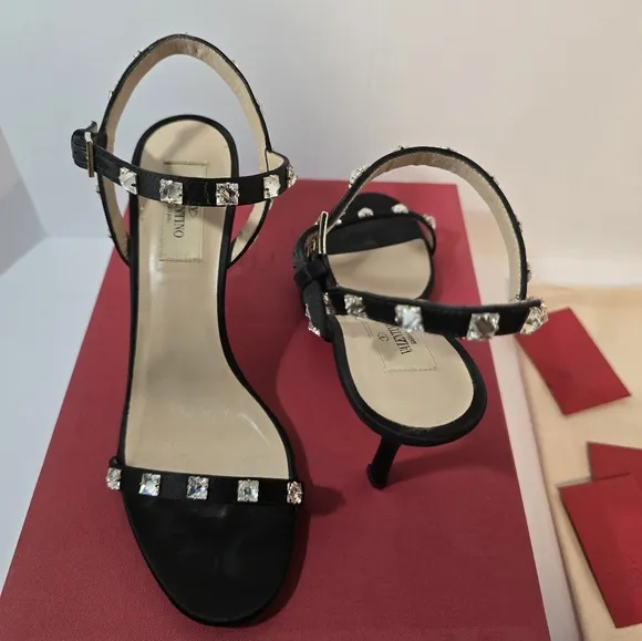 Valentino Satin Crystal Rockstud Heels