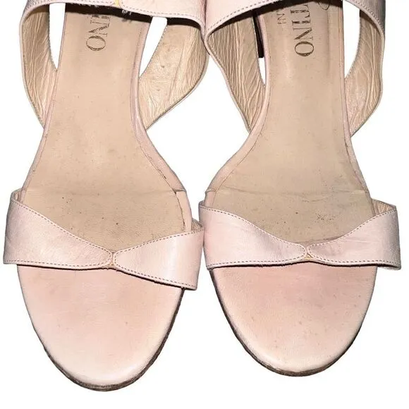 Valentino Garavani Heeled Sandals Nude Leather Size 38 U.S. 8 Authentic Vintage.