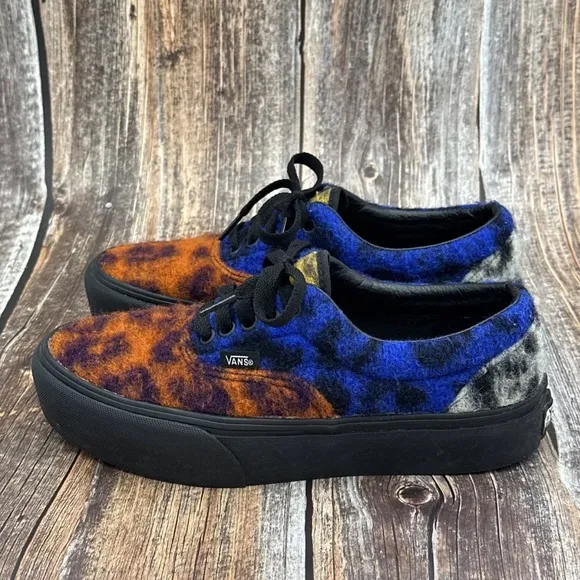 Vans Era Platform Mix Leopard Fuzzy Wooly Shoes Sneakers Mens Size 7 Womens 8.5