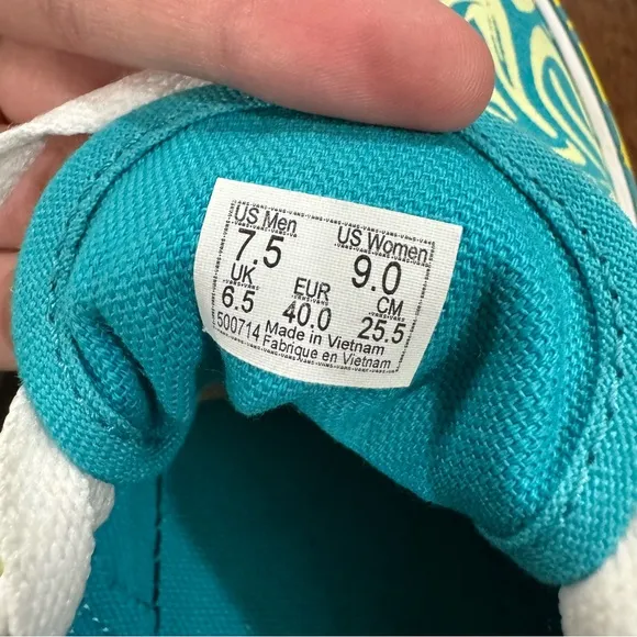 Vans Era Stacked Wavy Daze Platform Shoes Tile Blue Green Womens Size 9