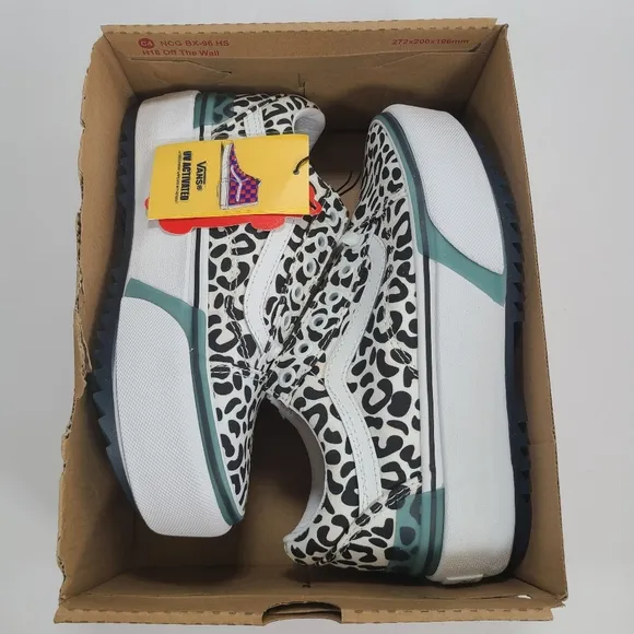 Vans Old Skool Stacked Platform UV Ink Leopard Black White Sneakers Women’s 5