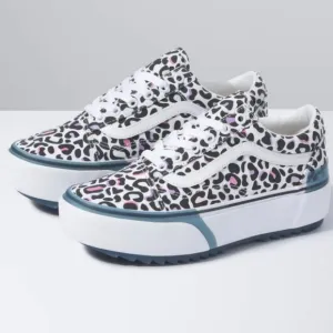 Vans Old Skool Stacked Platform UV Ink Leopard Black White Sneakers Women’s 5