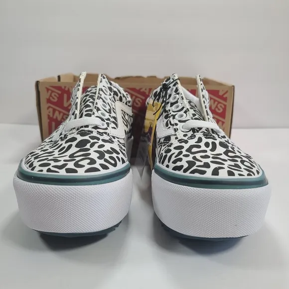 Vans Old Skool Stacked Platform UV Ink Leopard Black White Sneakers Women’s 5