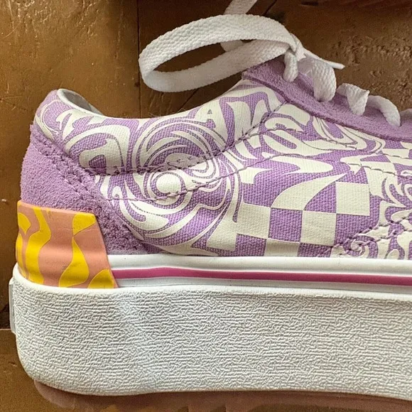 VANS Old Skool Wavy Daze Platform Sneakers Lavender Purple Women's Shoes SIZE 6