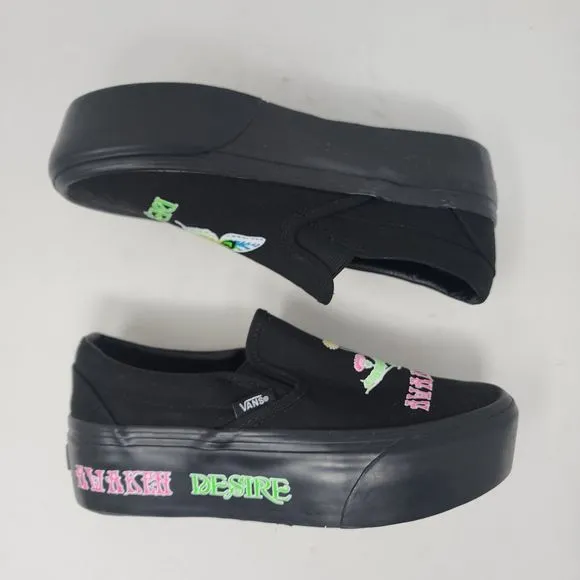 Vans Platform Sneakers Womens 6.5 Black Classic Slip On Morph Blackout Shoes